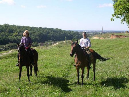 Две девушки на лошадях в поле
