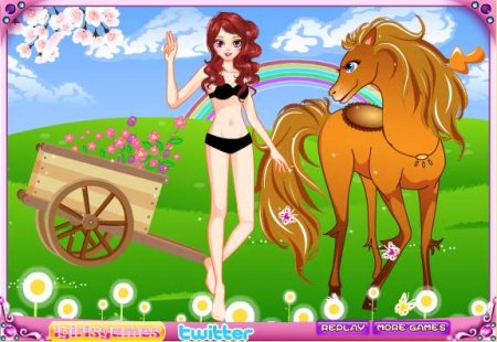 Модница и лошадь.  Онлайн игра про лошадей.
