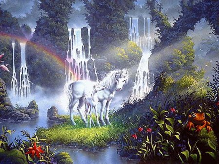 Рисунок единогога с жеребенком