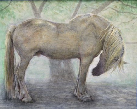 Рисунок американской кремовой лошади