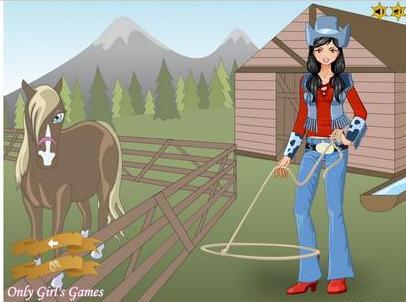 Девушка-ковбой и лошадь. Онлайн игра про лошадей