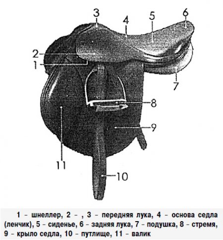 Из чего состоит седло для лошади схема