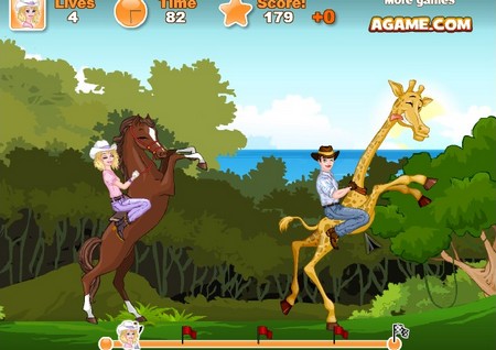 Веселая игра : Бега на животных. Онлайн игра про лошадей