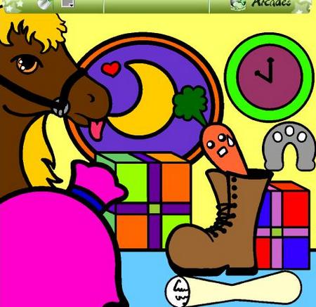 Раскраска лошадка и часы. Онлайн игра про лошадей