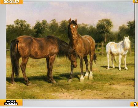 Мозаика  три лошади. Онлайн игра про лошадей