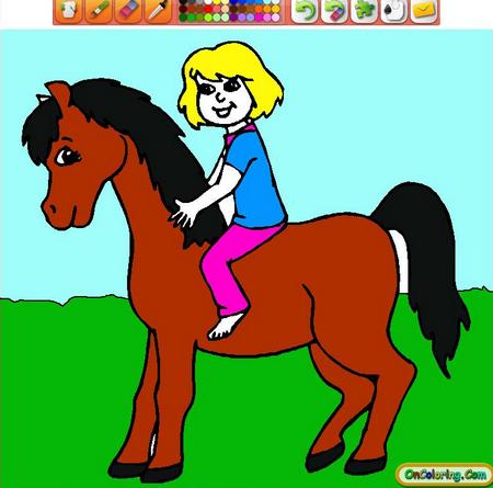 Раскраска девочка и лошадка. Онлайн игра про лошадей