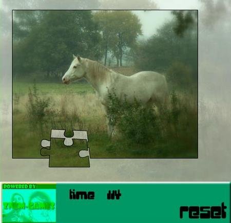 Мозаика лошадь в тумане. Онлайн игра про лошадей