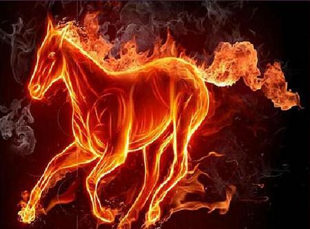 Мозаика Огненная лошадь. Онлайн игра про лошадей