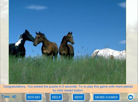 Мозаика: Лошади. Онлайн игра про лошадей